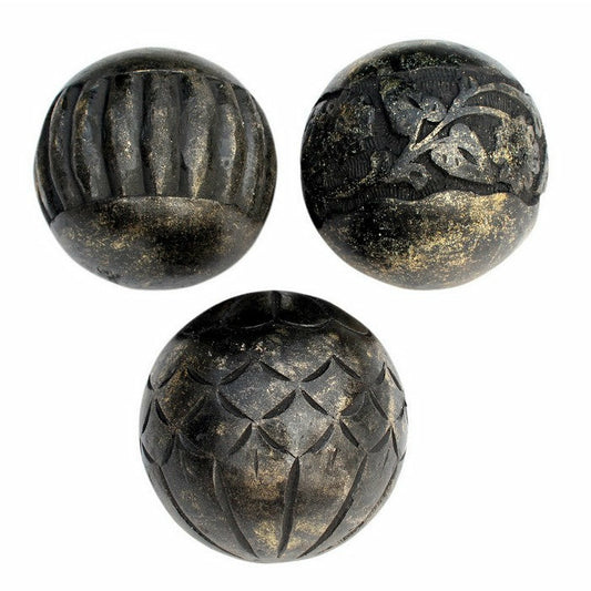 Black Mango Wood Sphere Balls - Random Pattern